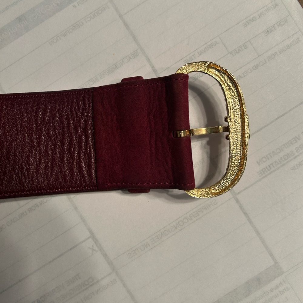 Vintage Christian Dior Burgundy Leather/Suede Belt(Size 70) - Picture 10 of 11